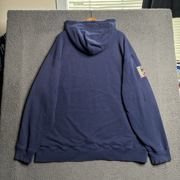 Polo Ralph Lauren Hoodie Mens 4XB Big Blue Sweatshirt Flag Patch Thermal Lined - Picture 12 of 16